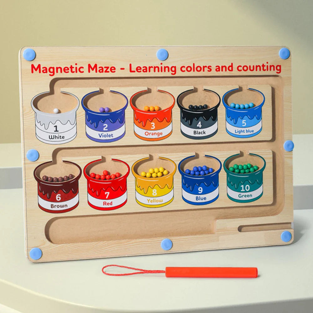 The Color and Number Wooden Magnetic Maze